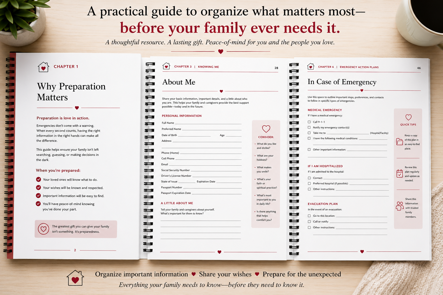 Preview of the Family Emergency Guide interior pages